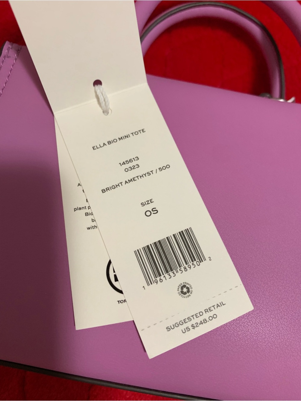 Tory Burch Lilac Leather Mini Tote with Logo Medallion - Picture 9 of 9